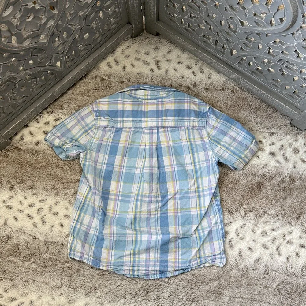 Tommy Bahama plaid button up shirt boys size 5 preppy coastal resortwear beach